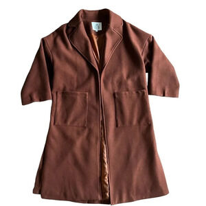 Brown/Cognec Long Sleeve Oversized Coat in TEAK - c++ studio